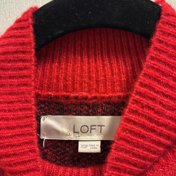 Loft Mock Neck Sweater Red and Black Buffalo Plaid Size Extra Small petite NEW - Picture 4 of 5